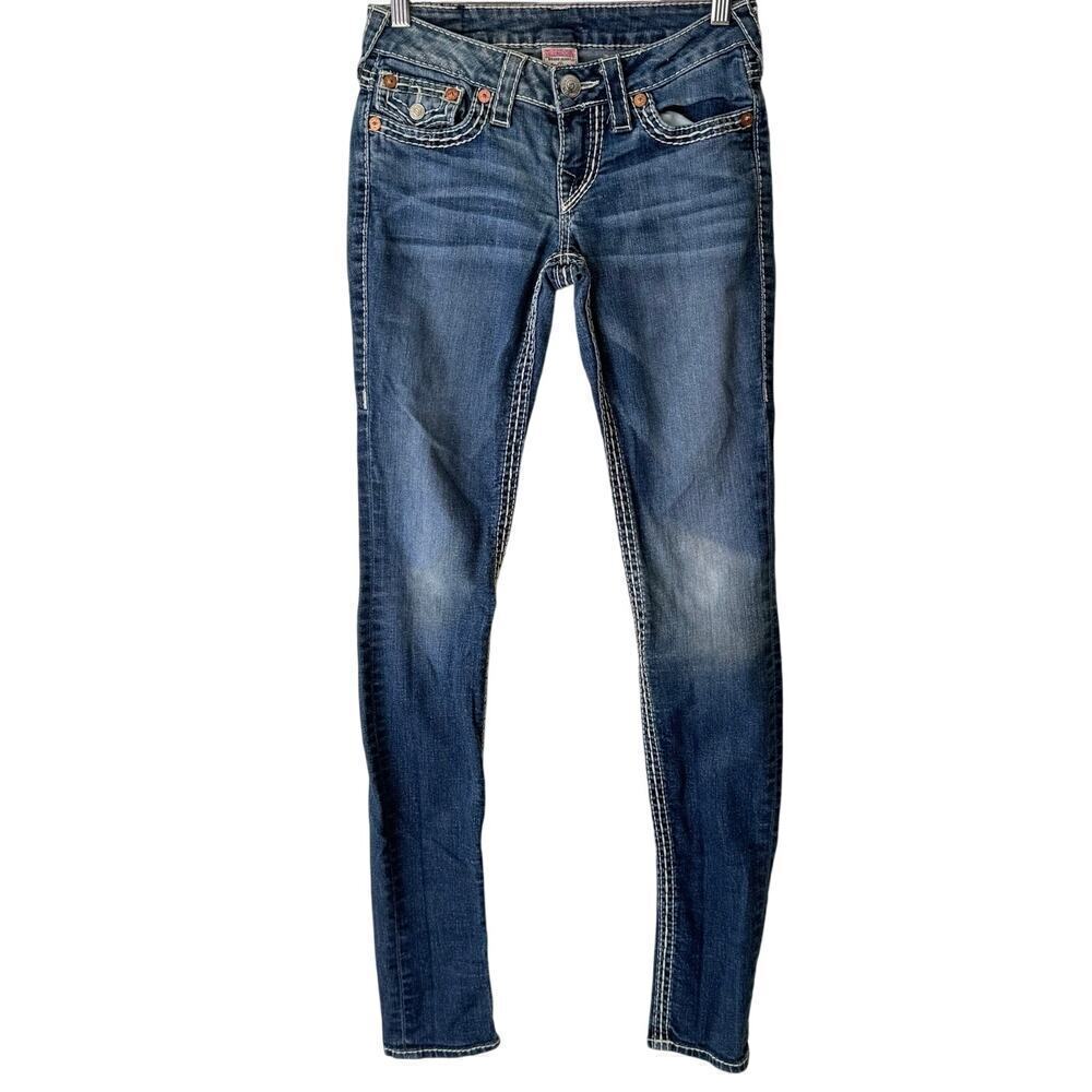 Vtg True Religion Womens Skinny Jeans Size 25 Y2K‎ Medium Wash Rock Preppy USA